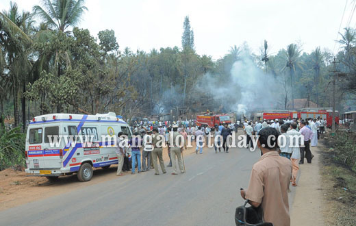 Tanker catches fire in Uppinangdy